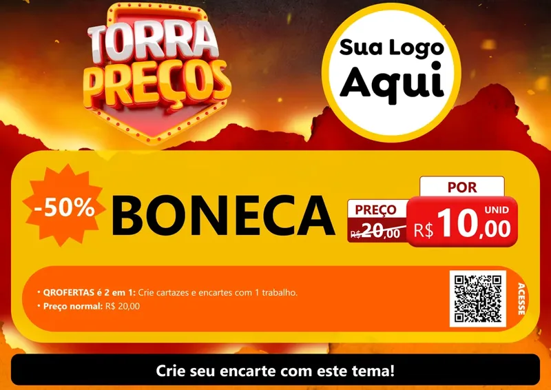 Modelo de Cartaz para Cartaz A4 Horizontal com o tema Torra Preços para Brinquedos