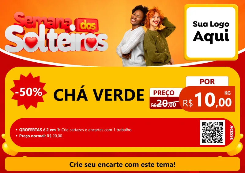 Modelo de Cartaz para Cartaz A4 Horizontal com o tema Semana dos Solteiros para Produtos Naturais
