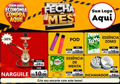 Modelo de Encarte para Encarte A4 Horizontal com o tema Fecha Mês para Tabacaria