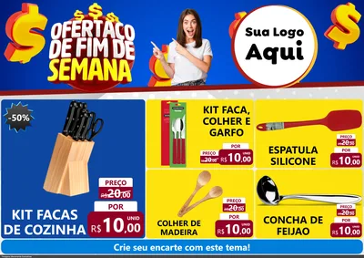 Modelo de Encarte para Encarte A4 Horizontal com o tema Ofertaço de Fim de Semana para Utilidades Domésticas