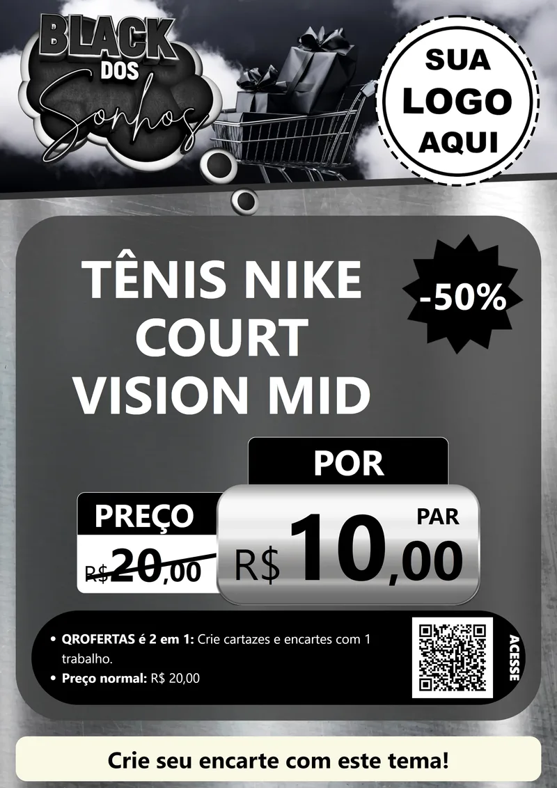 Modelo de Cartaz para Cartaz A4 Vertical com o tema Black dos Sonhos para Calçados