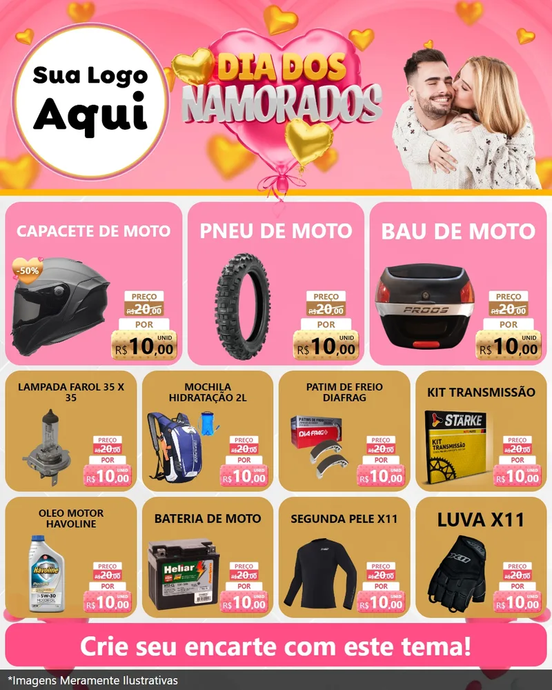 Modelo de Rede Social para Feed Instagram com o tema Dia dos Namorados para Moto peças