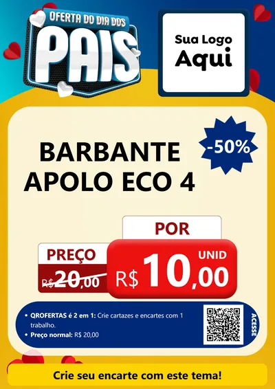 Modelo de Cartaz para Cartaz A4 Vertical com o tema Oferta Do Dia Dos Pais para Armarinho e Aviamentos