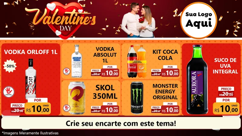 Modelo de TV para TV Horizontal com o tema Valentine's Day para Distribuidora de bebidas