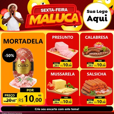 Modelo de Rede Social para Feed Facebook com o tema Sexta-feira Maluca para Frios e Laticínios