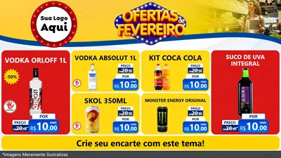 Modelo de TV para TV Horizontal com o tema Ofertas de Fevereiro para Distribuidora de bebidas