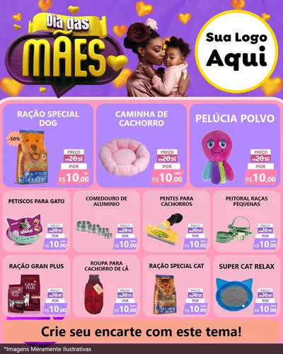 Modelo de Rede Social para Feed Instagram com o tema Dia das Mães para Pet Shop