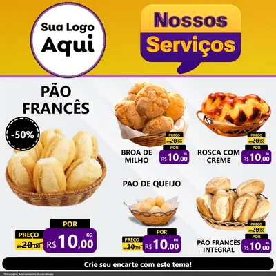 Modelo de Rede Social para Feed Facebook com o tema Nossos Serviços para Padaria