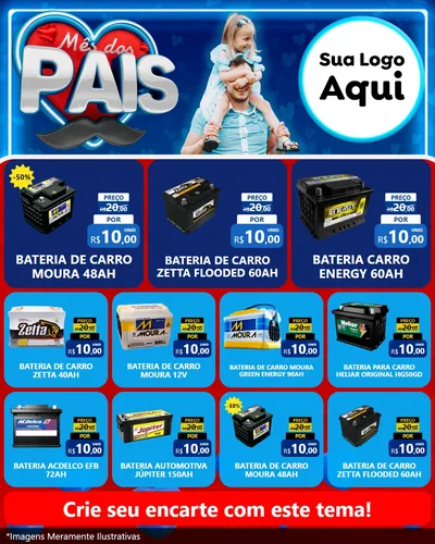 Modelo de Rede Social para Feed Instagram com o tema Mês Dos Pais para Baterias Elétricas