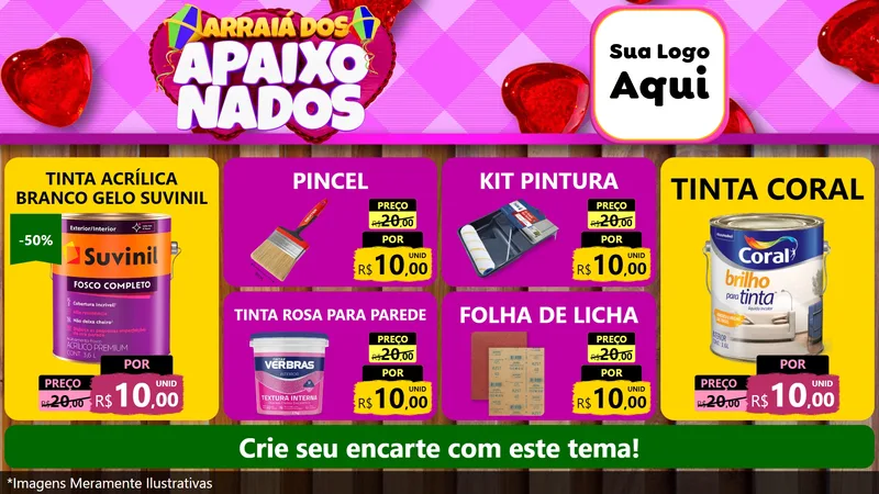 Modelo de TV para TV Horizontal com o tema Arraiá dos Apaixonados para Tintas e Ferramentas