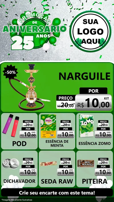 Modelo de Rede Social para Stories com o tema Promoção de Aniversário - 25 Anos para Tabacaria