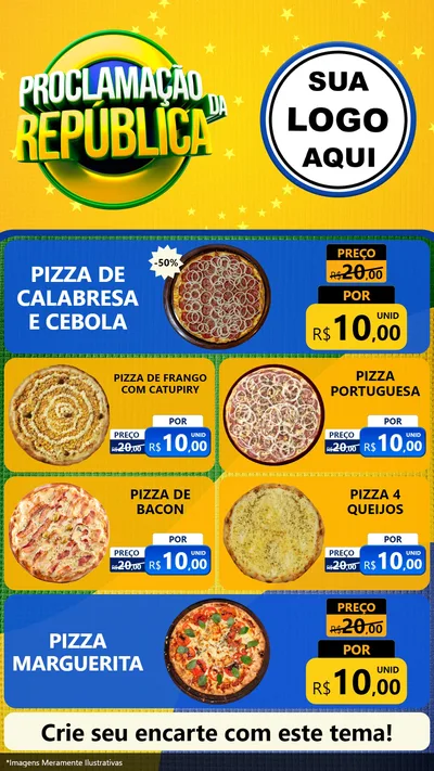 Modelo de TV para TV Vertical com o tema Proclamação da República para Pizzaria