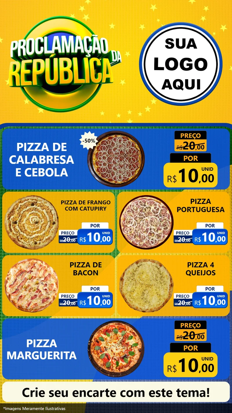 Modelo de TV para TV Vertical com o tema Proclamação da República para Pizzaria