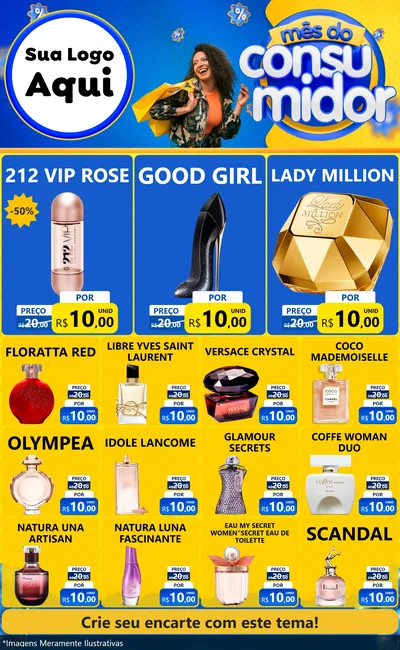Modelo de Encarte para Encarte Grande com o tema Mês do Consumidor para Perfumes