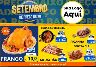 Modelo de Encarte para Encarte A4 Horizontal com o tema Setembro De Preço Baixo para Assados