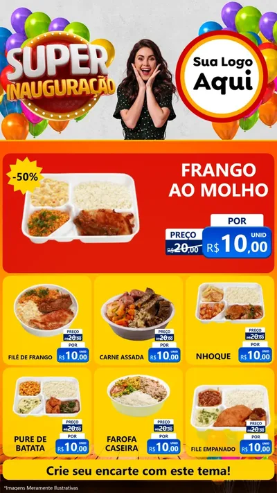 Modelo de Rede Social para Stories com o tema Super Inauguração para Restaurante