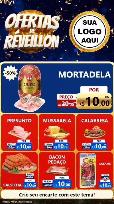 Modelo de Rede Social para Stories com o tema Ofertas de Réveillon para Frios e Laticínios