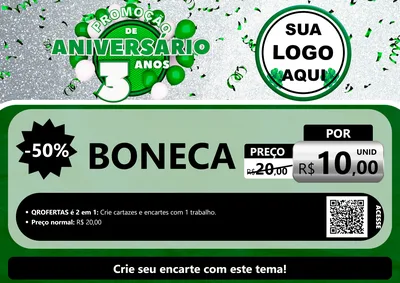 Modelo de Cartaz para Cartaz A4 Horizontal com o tema Promoção de Aniversário - 3 Anos para Brinquedos