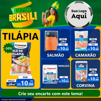 Modelo de Rede Social para Feed Facebook com o tema Vamos Brasil - Copa para Peixaria