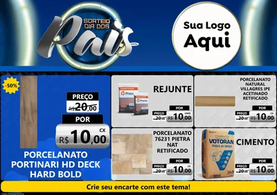 Modelo de Encarte para Encarte A4 Horizontal com o tema Sorteio Dia Dos Pais para Pisos e revestimentos