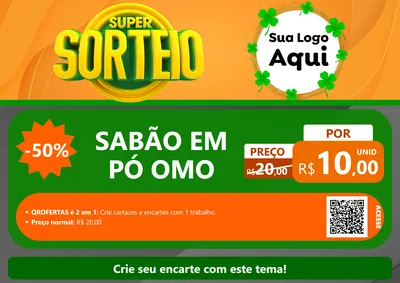 Modelo de Cartaz para Cartaz A4 Horizontal com o tema Super Sorteio para Produtos de Limpeza