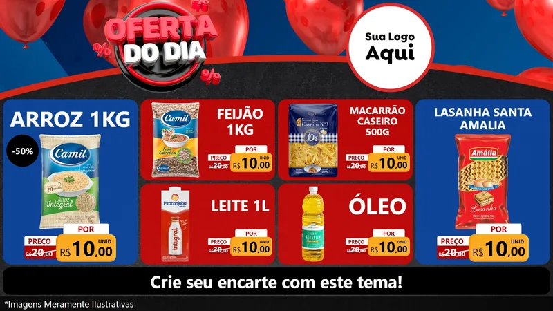 Modelo de TV para TV Horizontal com o tema Oferta do Dia para Supermercado