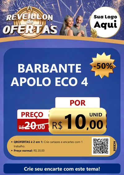 Modelo de Cartaz para Cartaz A4 Vertical com o tema Réveillon de Ofertas para Armarinho e Aviamentos