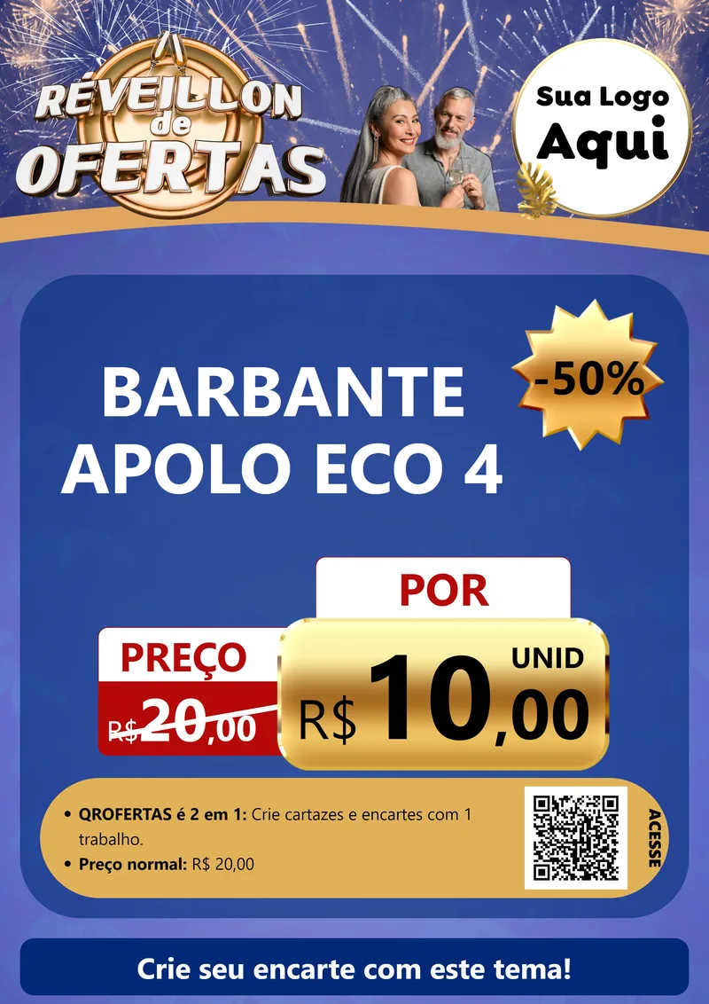 Modelo de Cartaz para Cartaz A4 Vertical com o tema Réveillon de Ofertas para Armarinho e Aviamentos