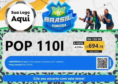 Modelo de Cartaz para Cartaz A4 Horizontal com o tema Brasil Torcida - Copa para Concessionaria de Motos
