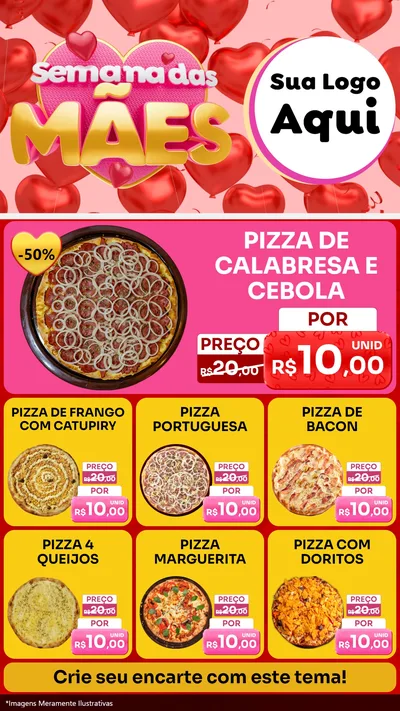 Modelo de Rede Social para Stories com o tema Semana Das Mães para Pizzaria
