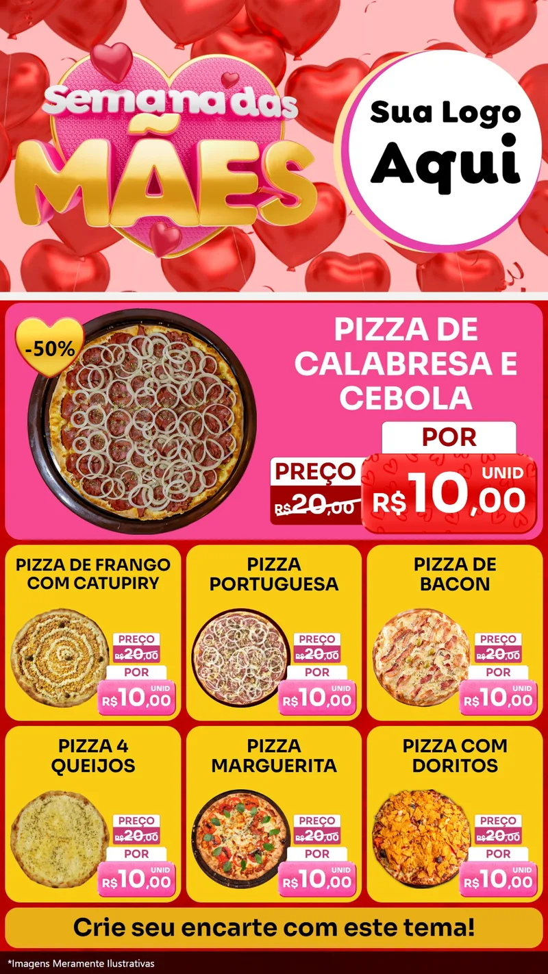 Modelo de Rede Social para Stories com o tema Semana Das Mães para Pizzaria