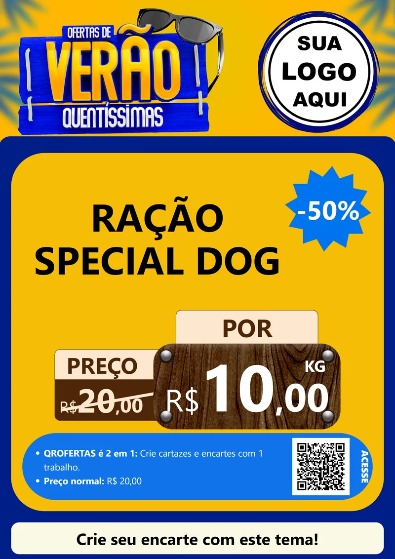 Modelo de Cartaz para Cartaz A4 Vertical com o tema Ofertas de Verão Quentíssimas para Pet Shop