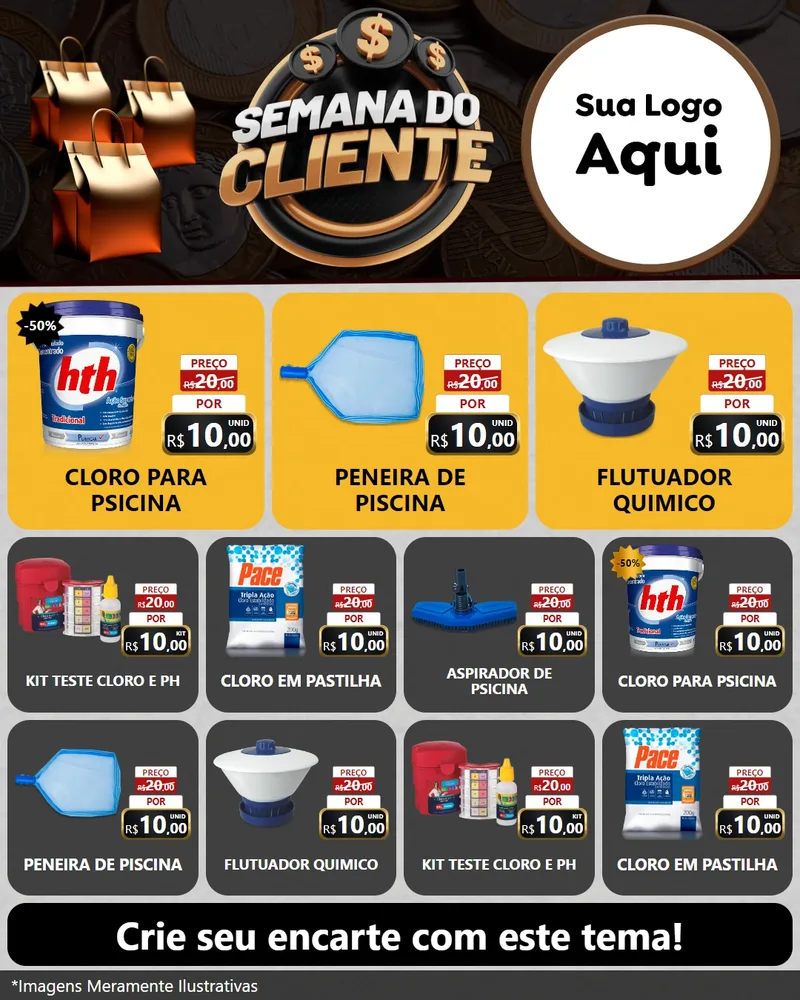 Modelo de Rede Social para Feed Instagram com o tema Semana do Cliente para Produtos para Piscina