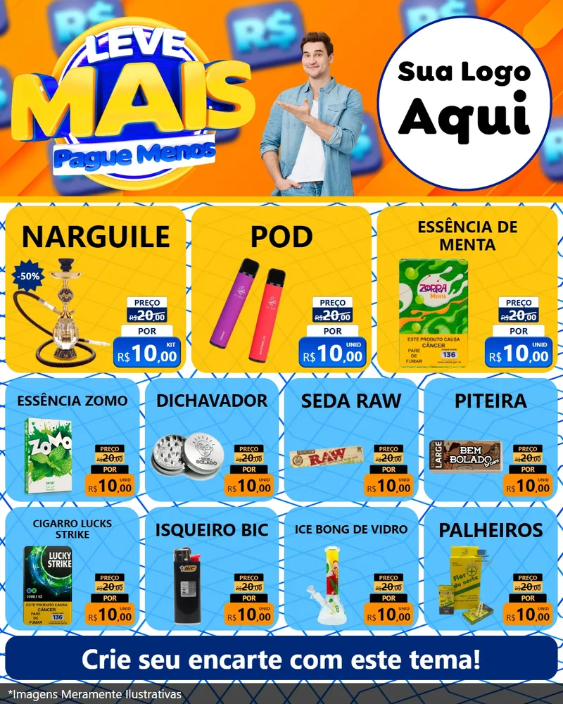 Modelo de Rede Social para Feed Instagram com o tema Leve Mais, Pague Menos para Tabacaria