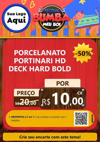 Modelo de Cartaz para Cartaz A4 Vertical com o tema Festival Bumba Meu Boi para Pisos e revestimentos