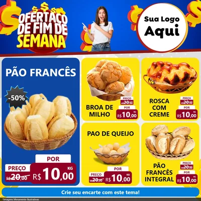 Modelo de Rede Social para Feed Facebook com o tema Ofertaço de Fim de Semana para Padaria