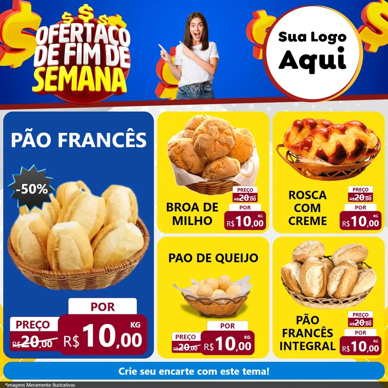 Modelo de Rede Social para Feed Facebook com o tema Ofertaço de Fim de Semana para Padaria