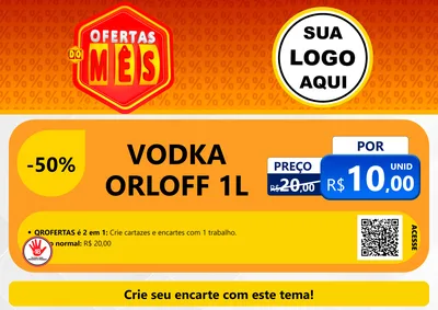 Modelo de Cartaz para Cartaz A4 Horizontal com o tema Ofertas do Mês para Distribuidora de bebidas