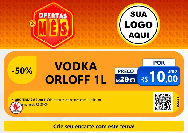 Modelo de Cartaz para Cartaz A4 Horizontal com o tema Ofertas do Mês para Distribuidora de bebidas