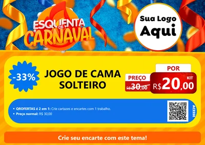 Modelo de Cartaz para Cartaz A4 Horizontal com o tema Esquenta de Carnaval para Cama, Mesa e Banho