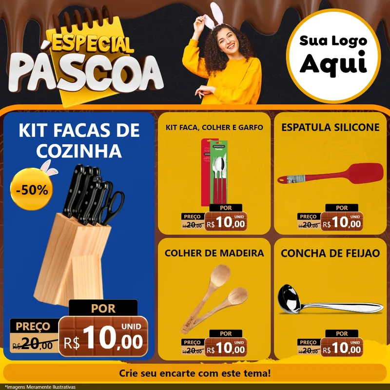 Modelo de Rede Social para Feed Facebook com o tema Especial Páscoa para Utilidades Domésticas