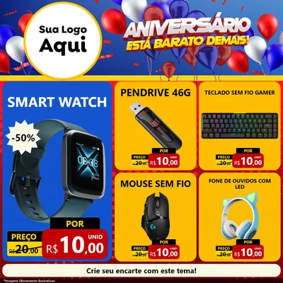 Modelo de Rede Social para Feed Facebook com o tema Aniversário para Informática