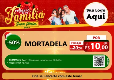 Modelo de Cartaz para Cartaz A4 Horizontal com o tema Alegria em Família Super Ofertas - Natal para Frios e Laticínios