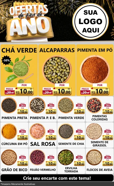 Modelo de Encarte para Encarte Grande com o tema Ofertas de Fim de Ano para Produtos Naturais