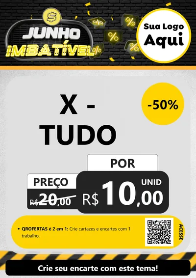 Modelo de Cartaz para Cartaz A4 Vertical com o tema Junho Imbatível para Hamburgueria