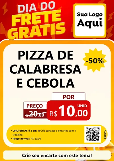 Modelo de Cartaz para Cartaz A4 Vertical com o tema Dia do Frete Grátis para Pizzaria