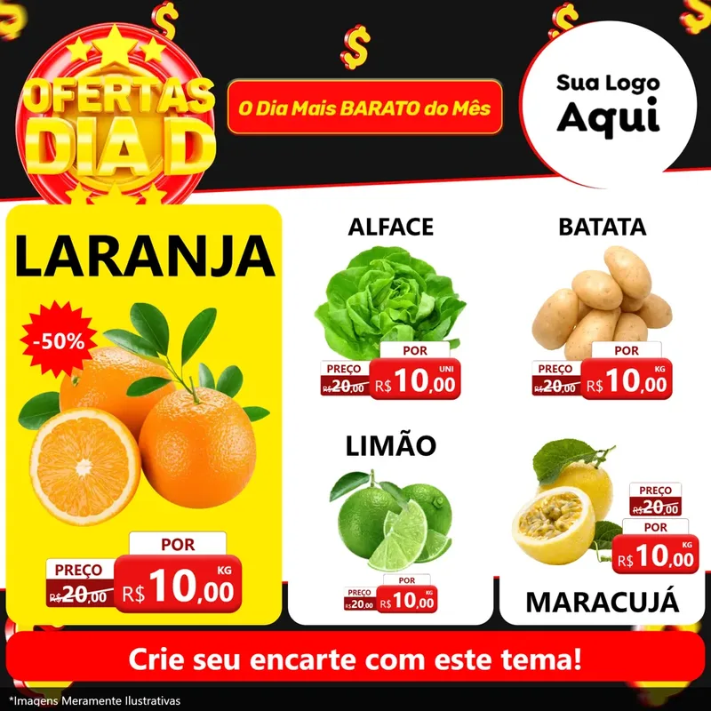 Modelo de Rede Social para Feed Facebook com o tema Dia D para Hortifrúti