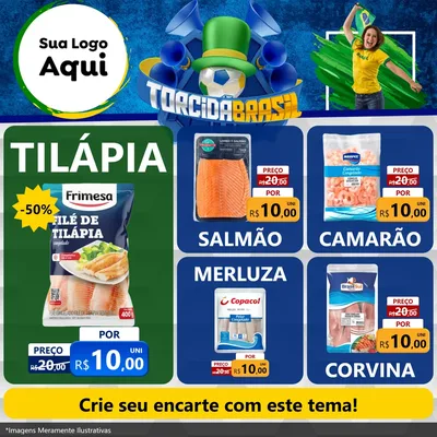 Modelo de Rede Social para Feed Facebook com o tema Torcida Brasil - Copa para Peixaria
