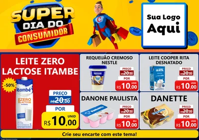 Modelo de Encarte para Encarte A4 Horizontal com o tema Super Dia do Consumidor para Frios e Laticínios