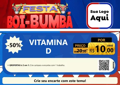 Modelo de Cartaz para Cartaz A4 Horizontal com o tema Festa Boi Bumbá para Farmácia